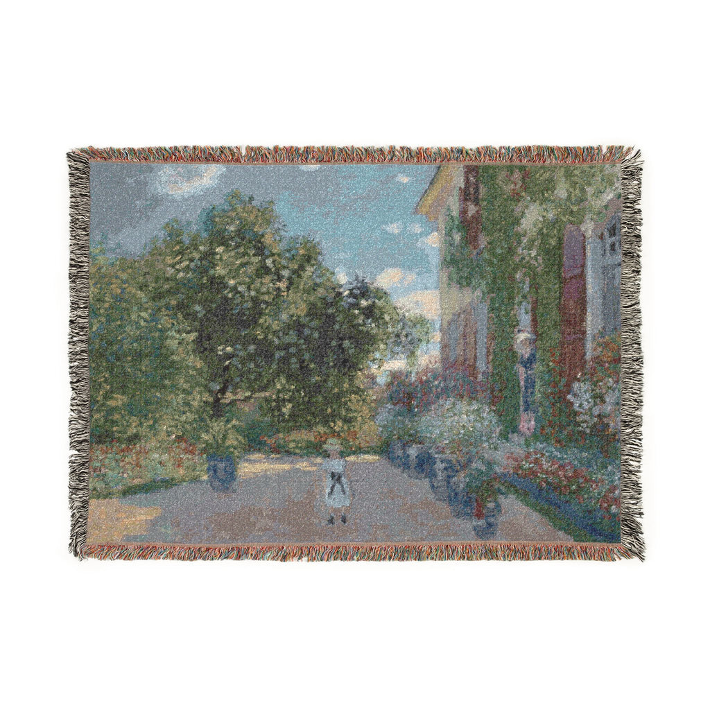 The Artist's House at Argenteuil Woven Blanket, Claude Monet, Impressionist Art Throw