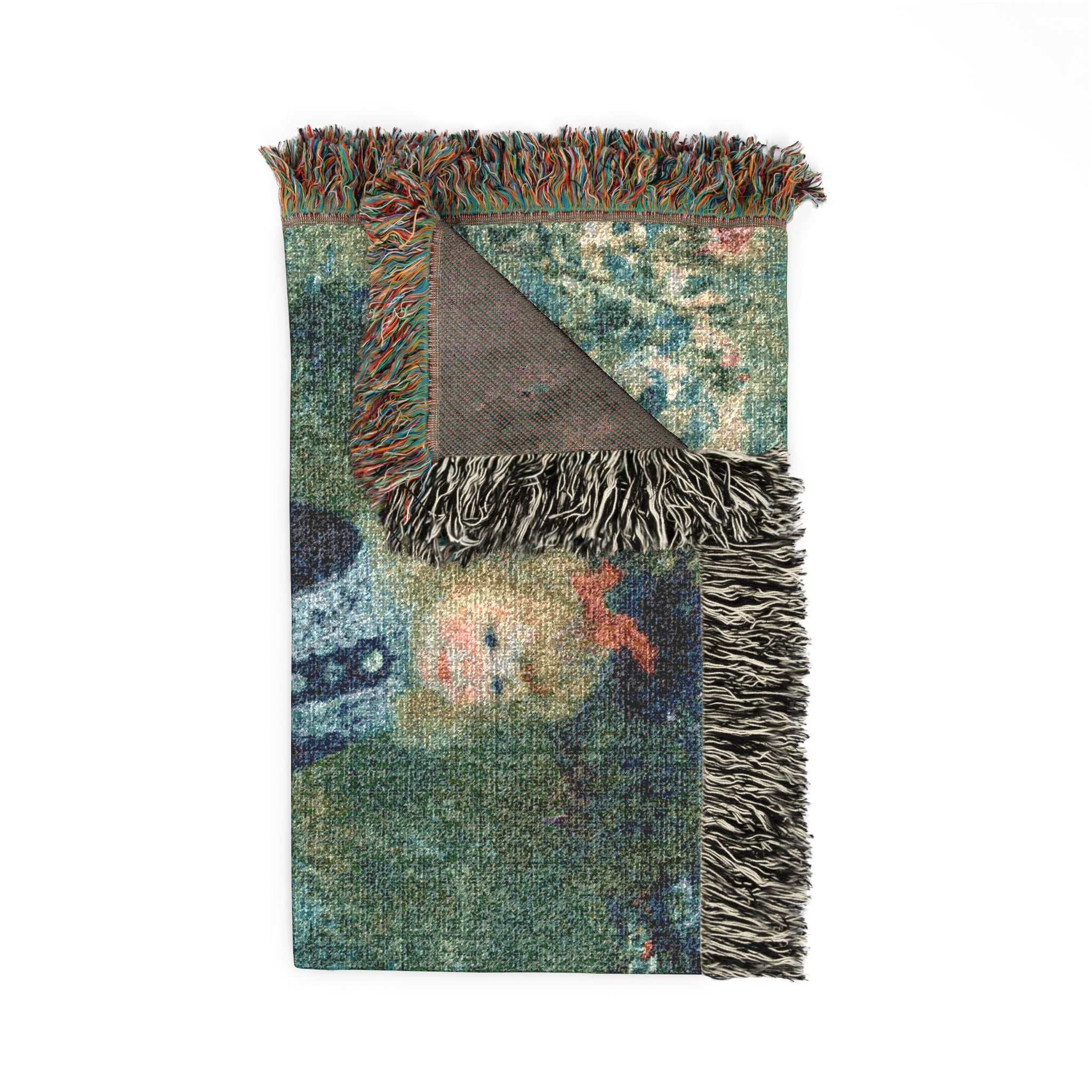 A Girl with a Watering Can Woven Blanket, Pierre-Auguste Renoir, Impressionist Art Throw