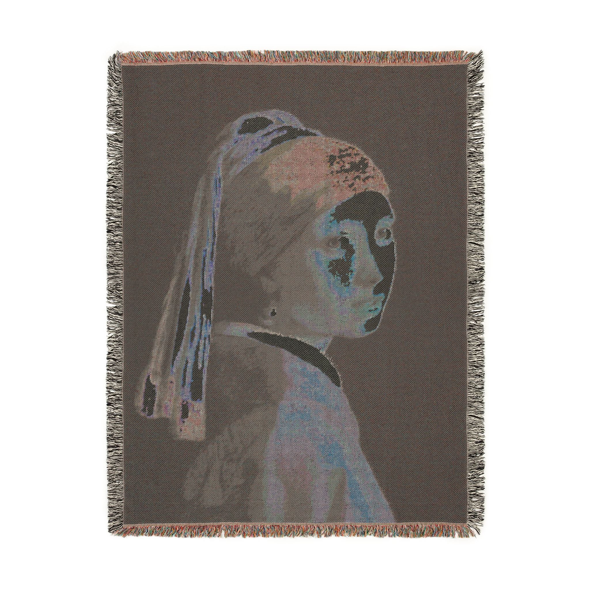 Girl with a Pearl Earring Woven Blanket, Johannes Vermeer, Dutch Golden Age Art