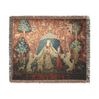 The Lady and the Unicorn À Mon Seul Désir Woven Blanket, Medieval Tapestry Art Throw