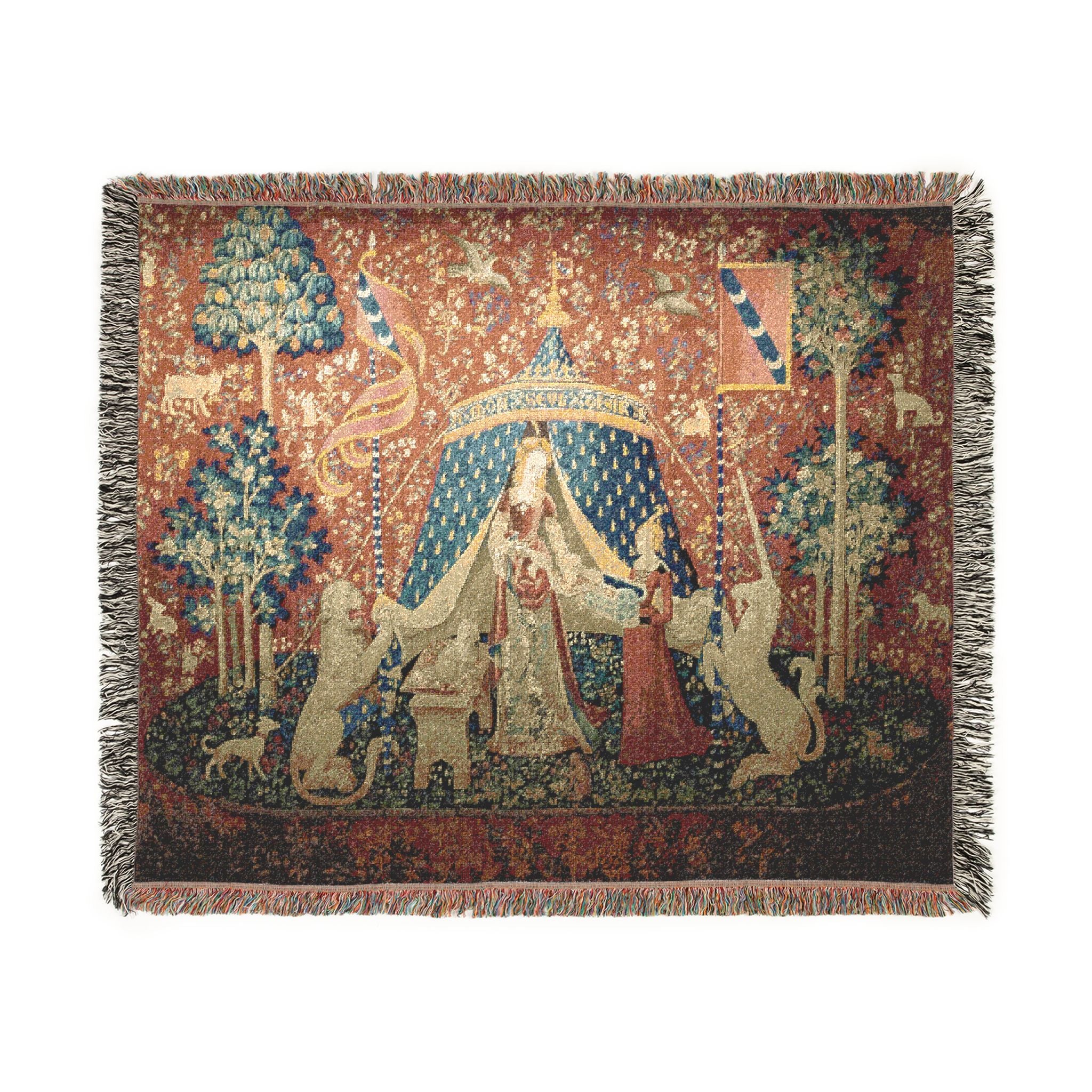 The Lady and the Unicorn À Mon Seul Désir Woven Blanket, Medieval Tapestry Art Throw