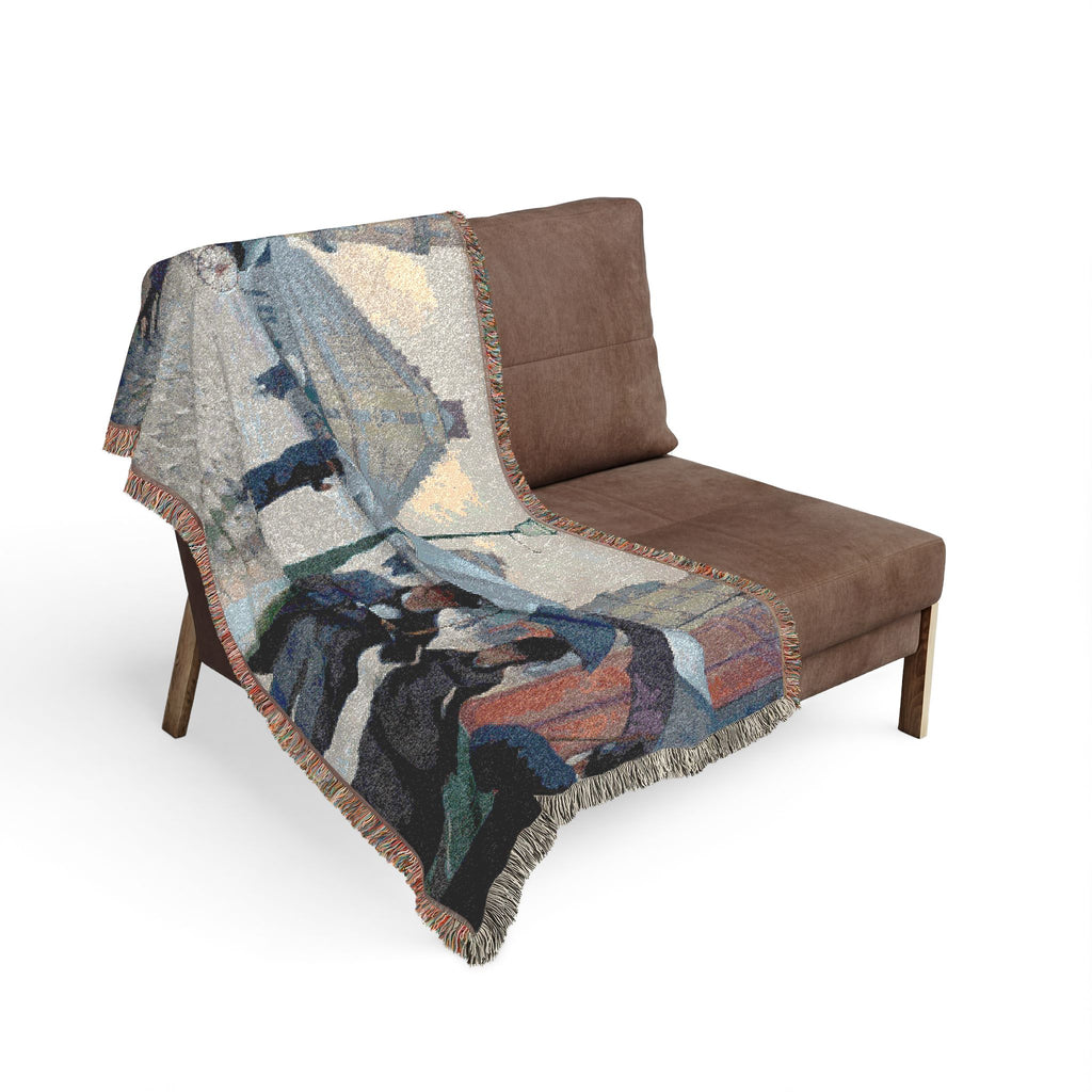 Paris Street; Rainy Day Woven Blanket, Gustave Caillebotte, Impressionist Art Throw