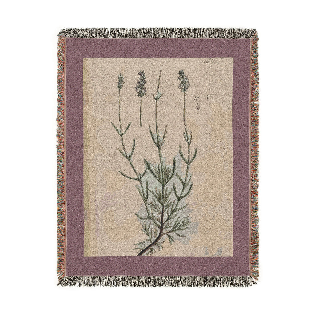 A Curious Herbal Lavender Woven Blanket, Elizabeth Blackwell, Vintage Botanical Art Throw