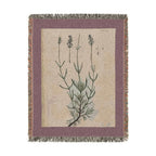A Curious Herbal Lavender Woven Blanket, Elizabeth Blackwell, Vintage Botanical Art Throw