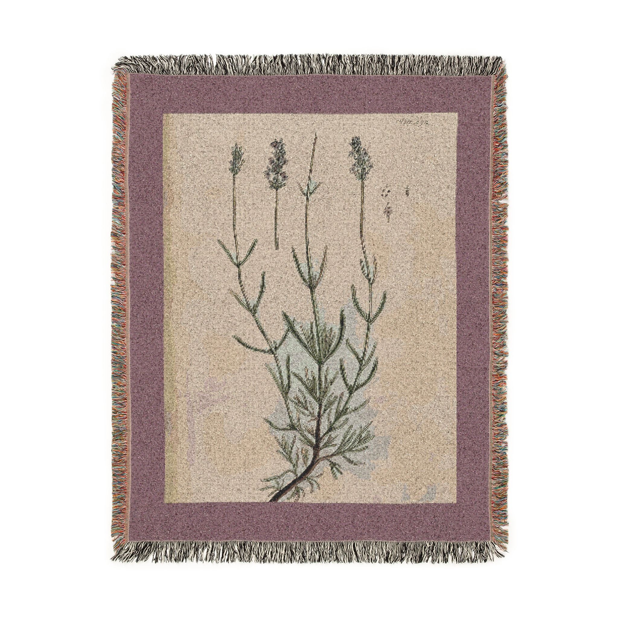 A Curious Herbal Lavender Woven Blanket, Elizabeth Blackwell, Vintage Botanical Art Throw