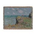 Cliff Walk at Pourville Woven Blanket, Claude Monet, Impressionist Art Throw