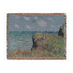 Cliff Walk at Pourville Woven Blanket, Claude Monet, Impressionist Art Throw