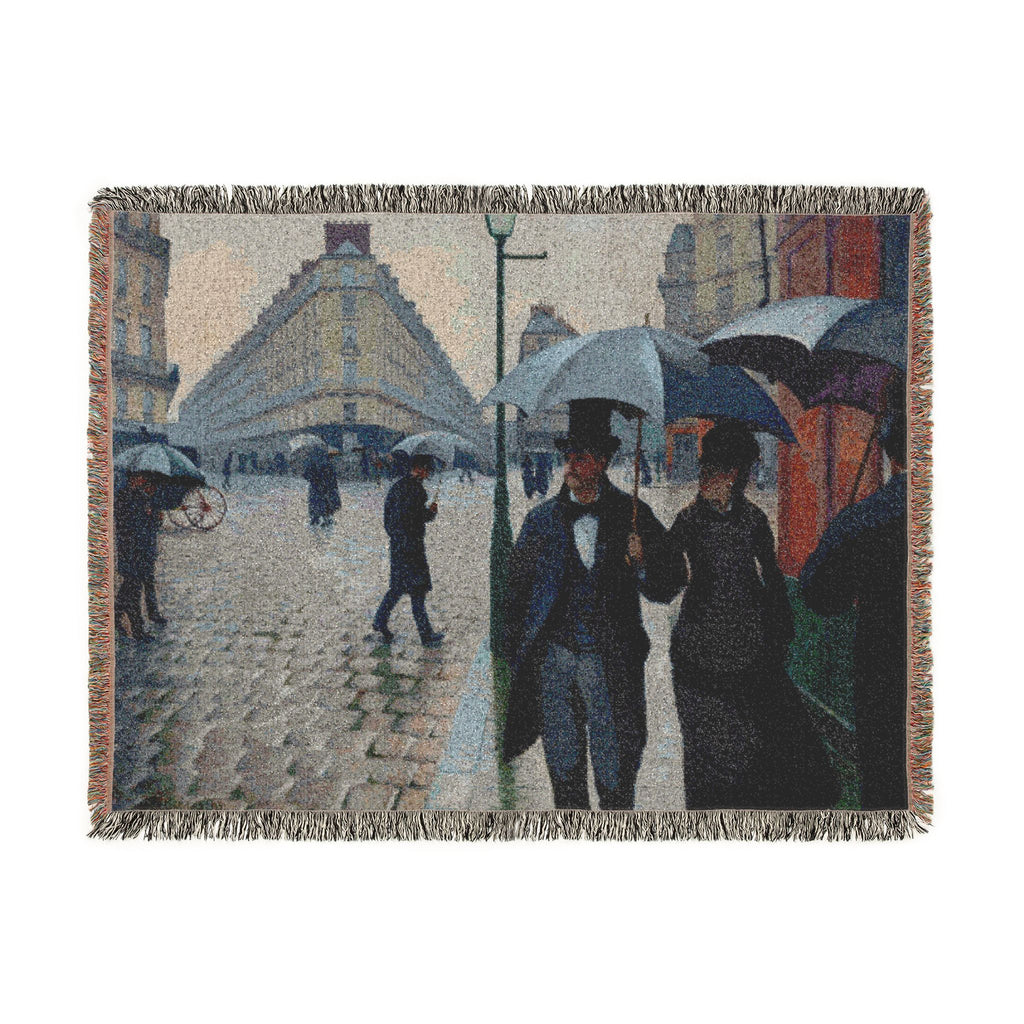 Paris Street; Rainy Day Woven Blanket, Gustave Caillebotte, Impressionist Art Throw