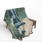 A Girl with a Watering Can Woven Blanket, Pierre-Auguste Renoir, Impressionist Art Throw