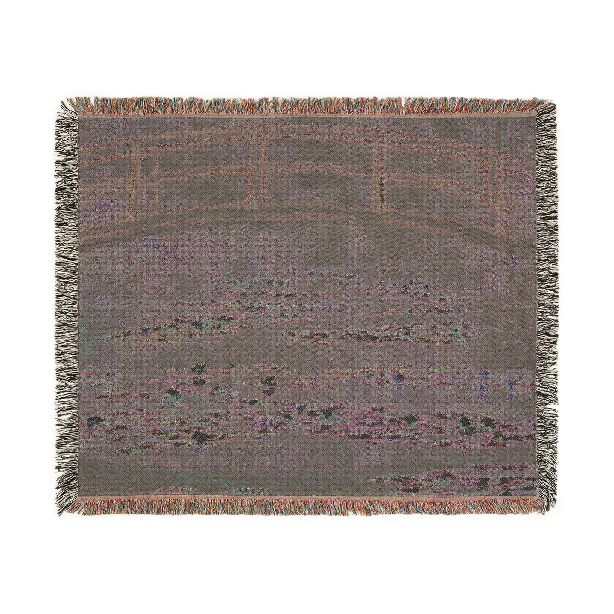 Japanese Footbridge Woven Blanket, Claude Monet, Impressionist Garden Art Throw