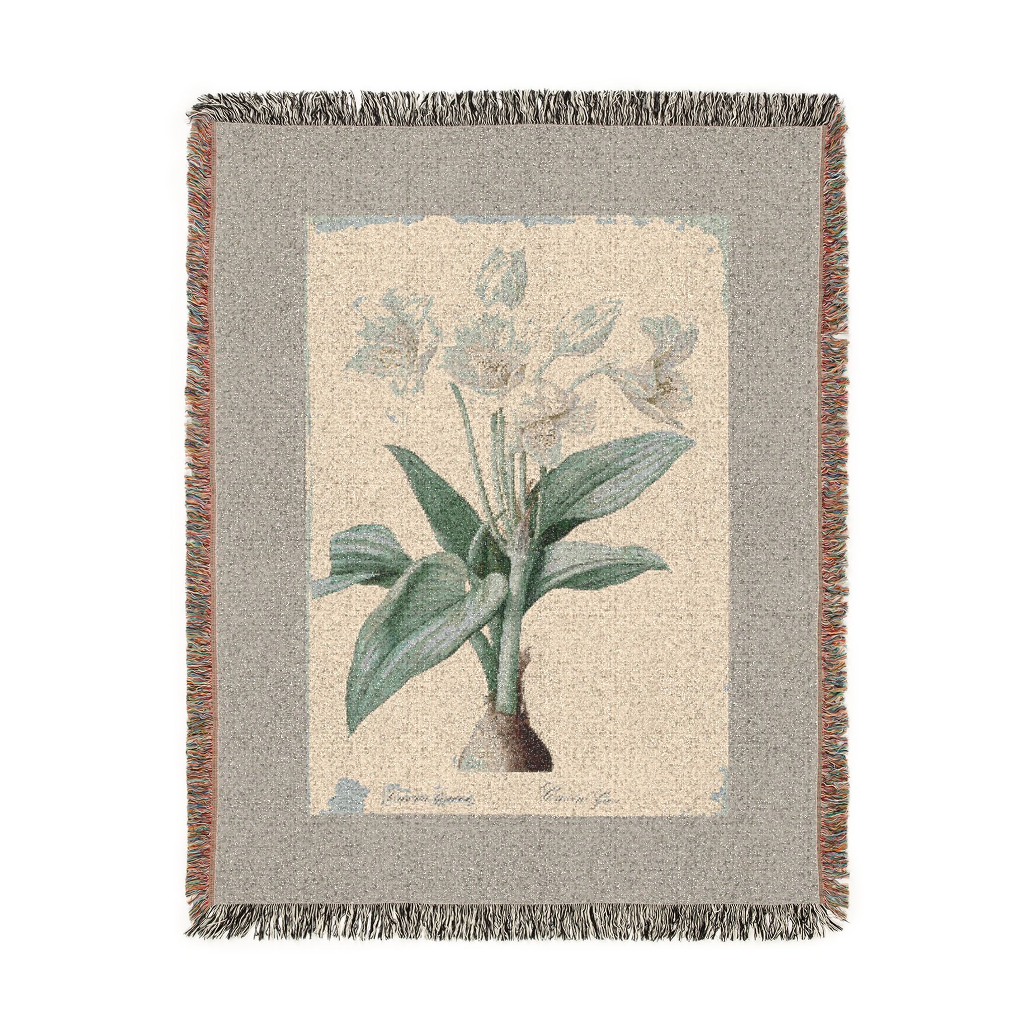Crinum Giganteum Woven Blanket, Pierre-Joseph Redouté, Vintage Botanical Art Throw