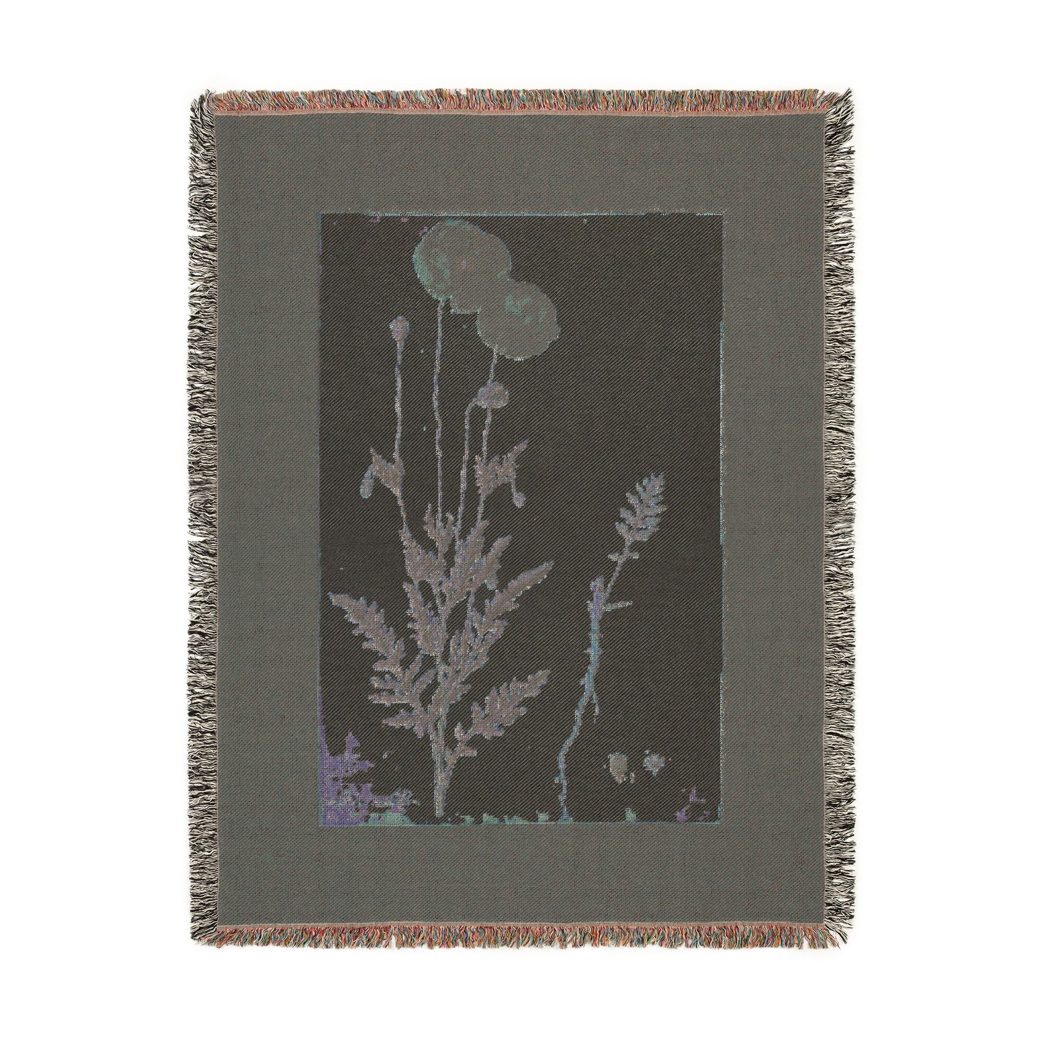Papaver Rhoeas Poppy Woven Blanket, Flora Londinensis, Vintage Botanical Art