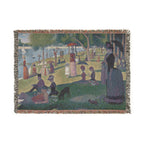 A Sunday Afternoon on the Island of La Grande Jatte Woven Blanket, Georges Seurat, Pointillist Art Throw