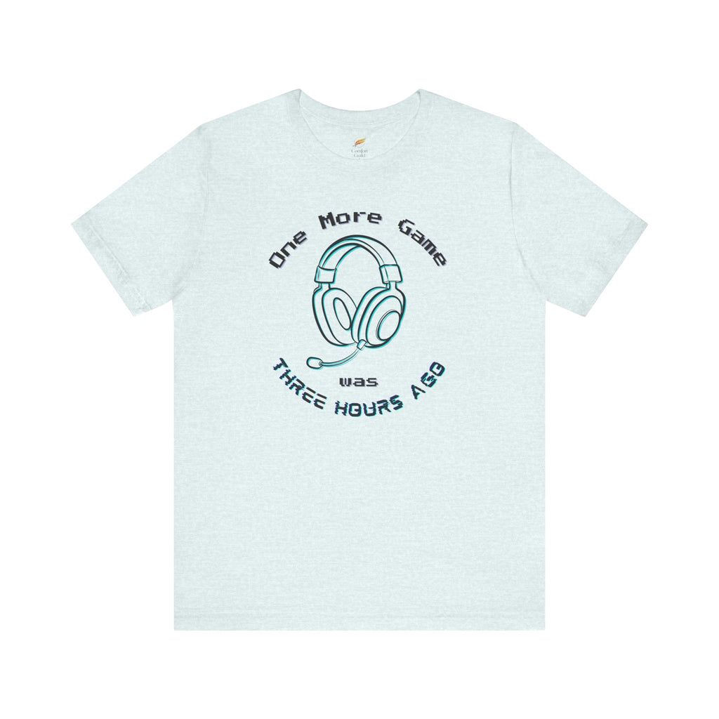One More Game Graphic Tee, Funny Gamer T-Shirt, Neon Headset