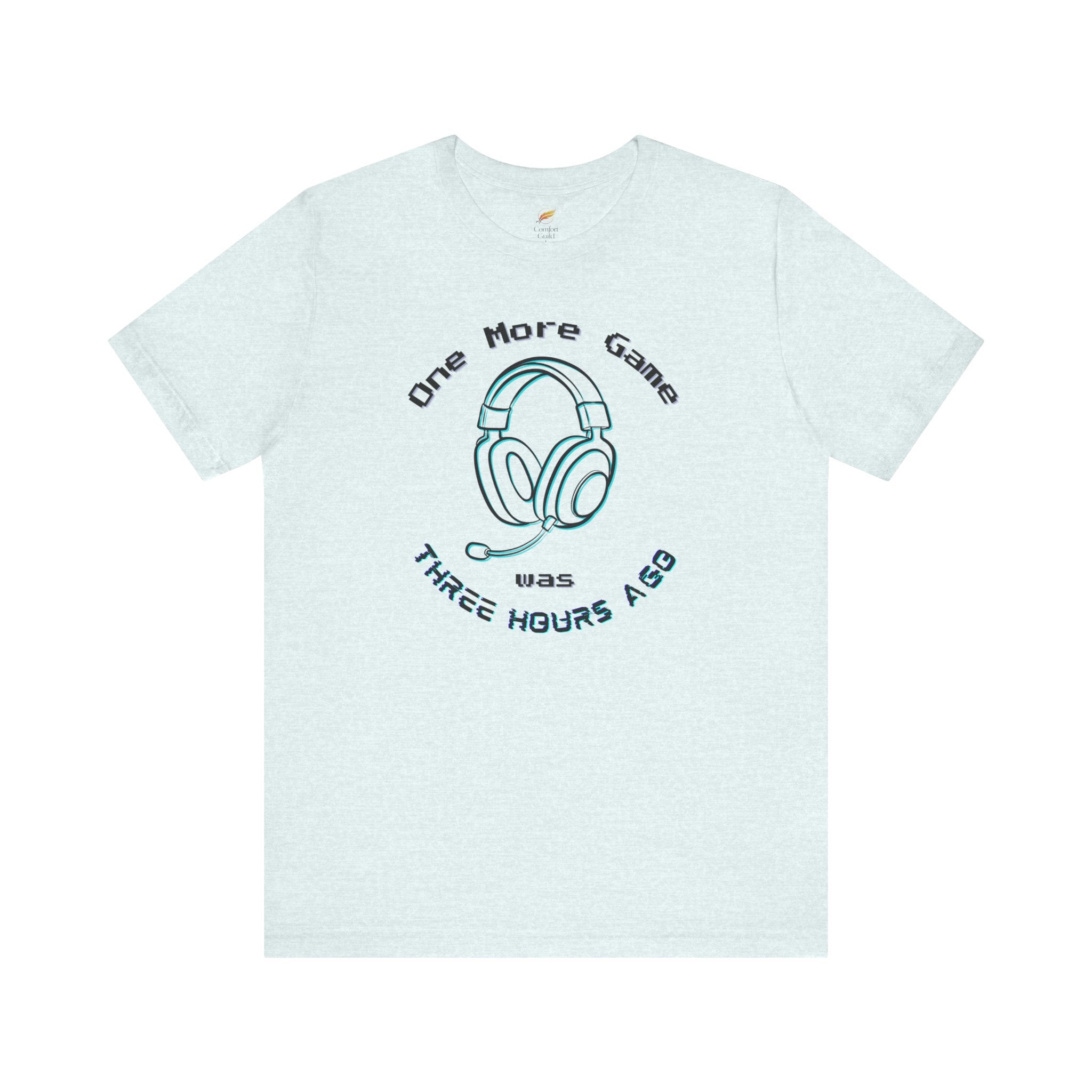 One More Game Graphic Tee, Funny Gamer T-Shirt, Neon Headset