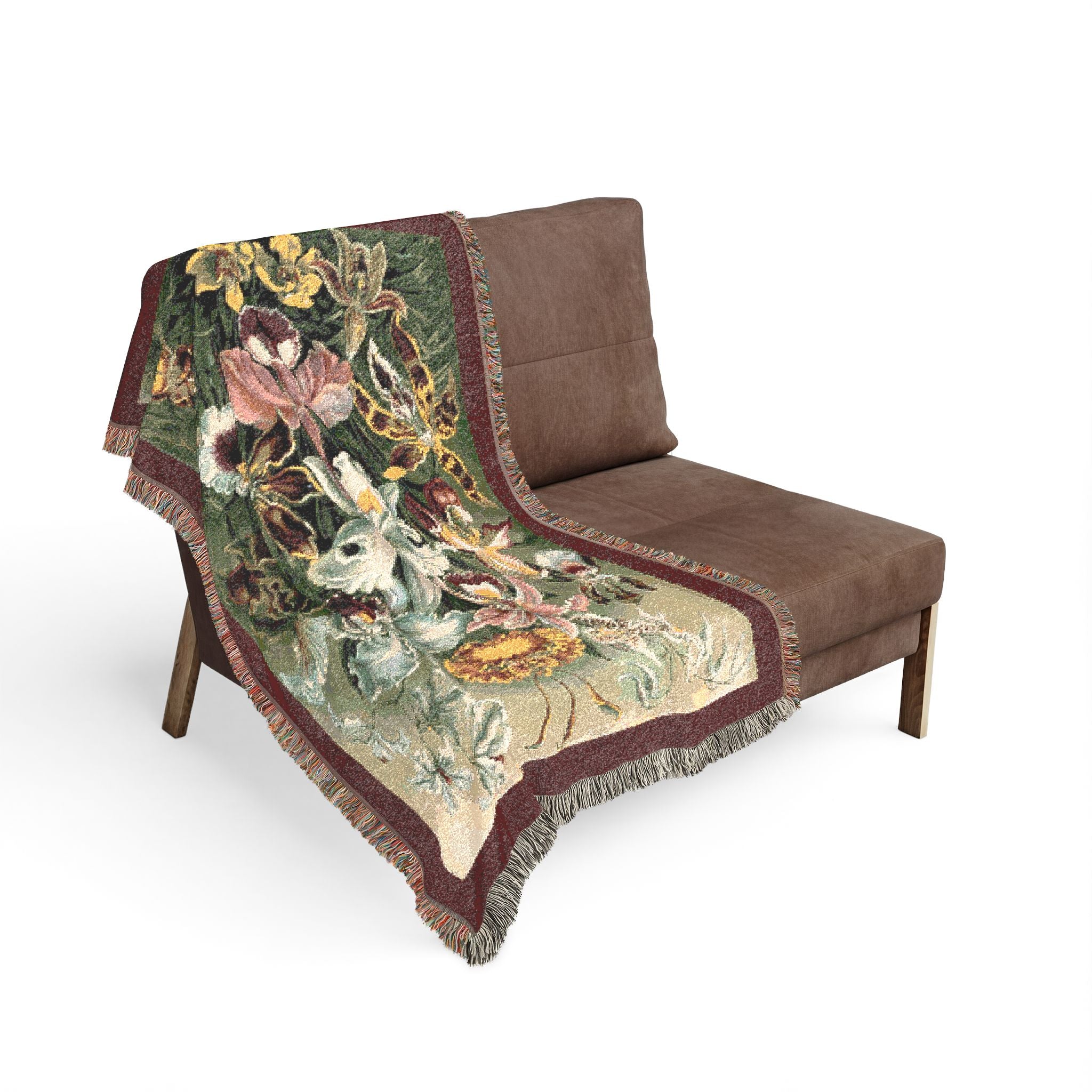 Orchidae Orchids Woven Blanket, Ernst Haeckel, Vintage Botanical Art