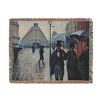 Paris Street; Rainy Day Woven Blanket, Gustave Caillebotte, Impressionist Art Throw
