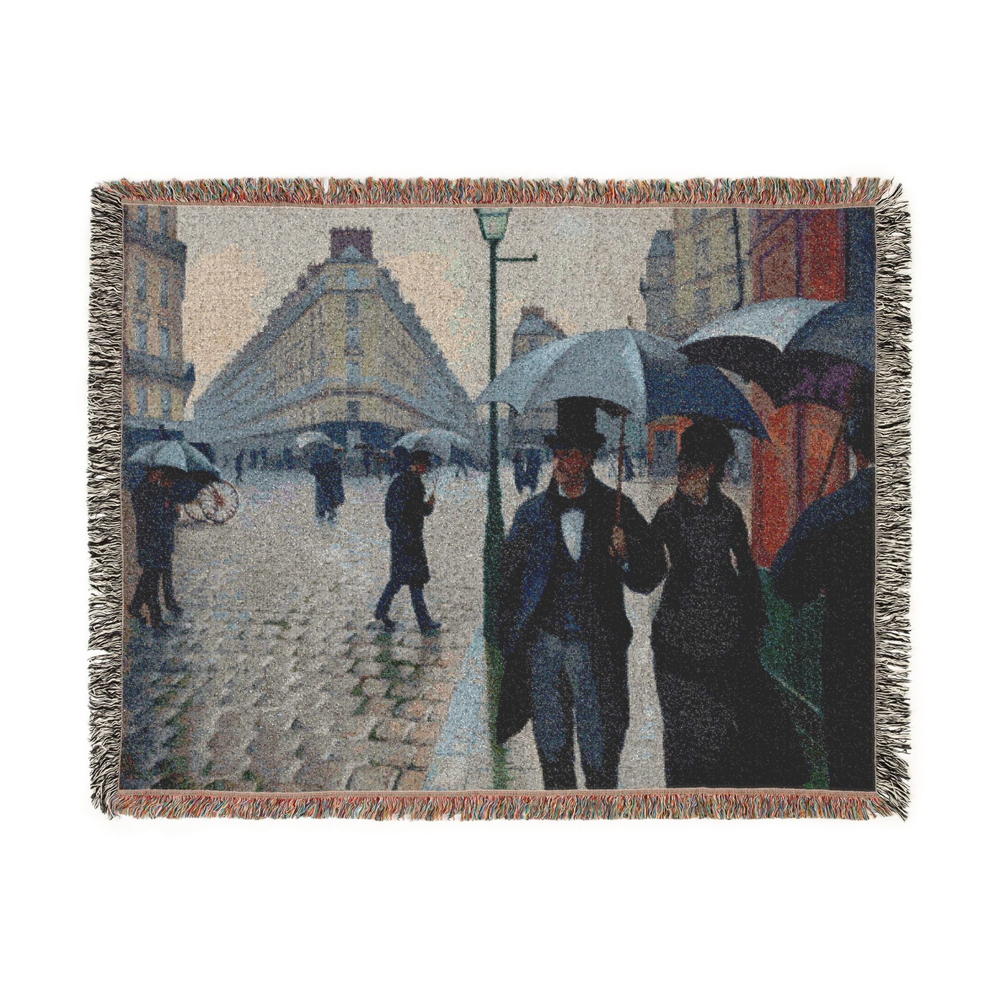 Paris Street; Rainy Day Woven Blanket, Gustave Caillebotte, Impressionist Art Throw