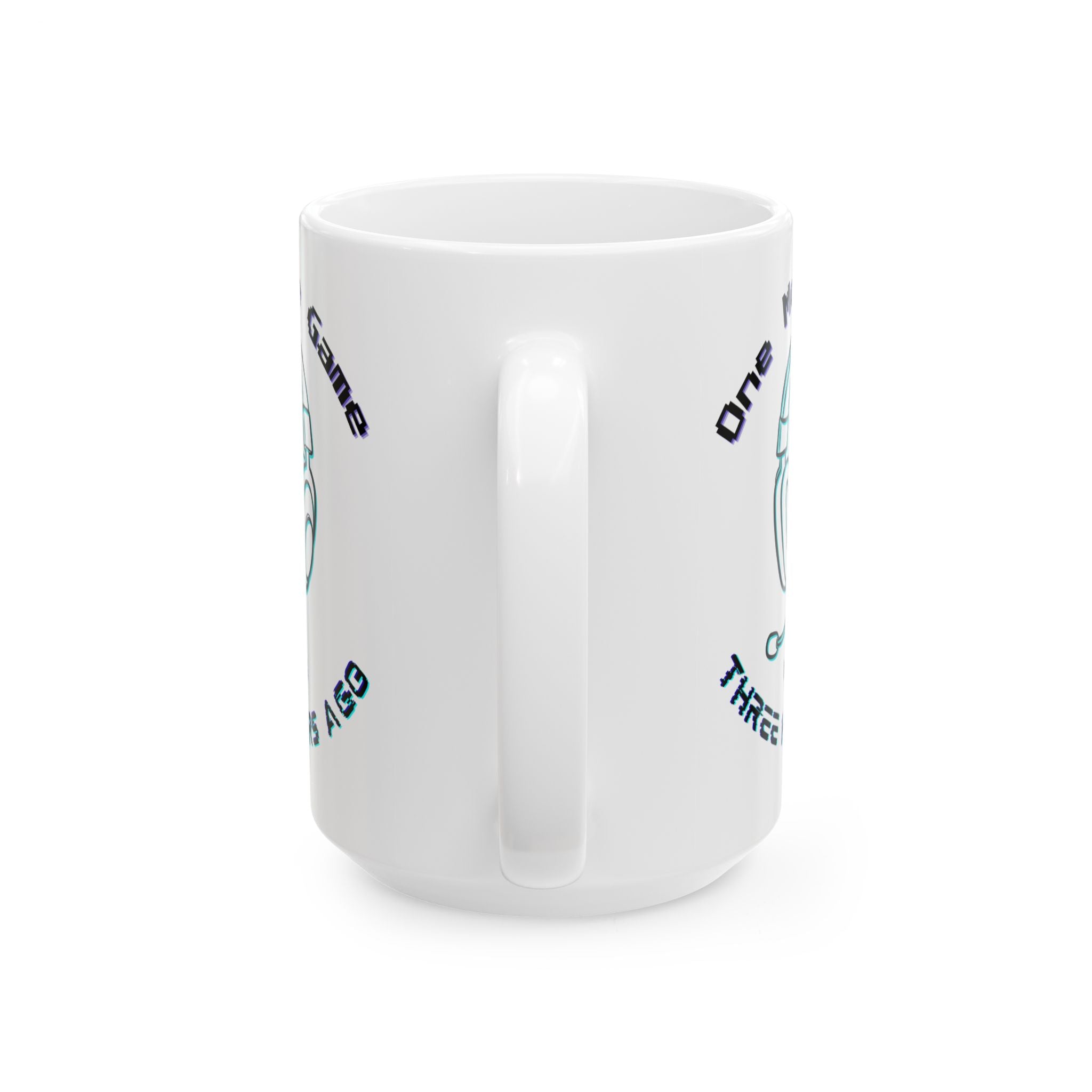 One More Game Was Three Hours Ago Mug, Funny Gamer Humor, Retro Neon White Ceramic