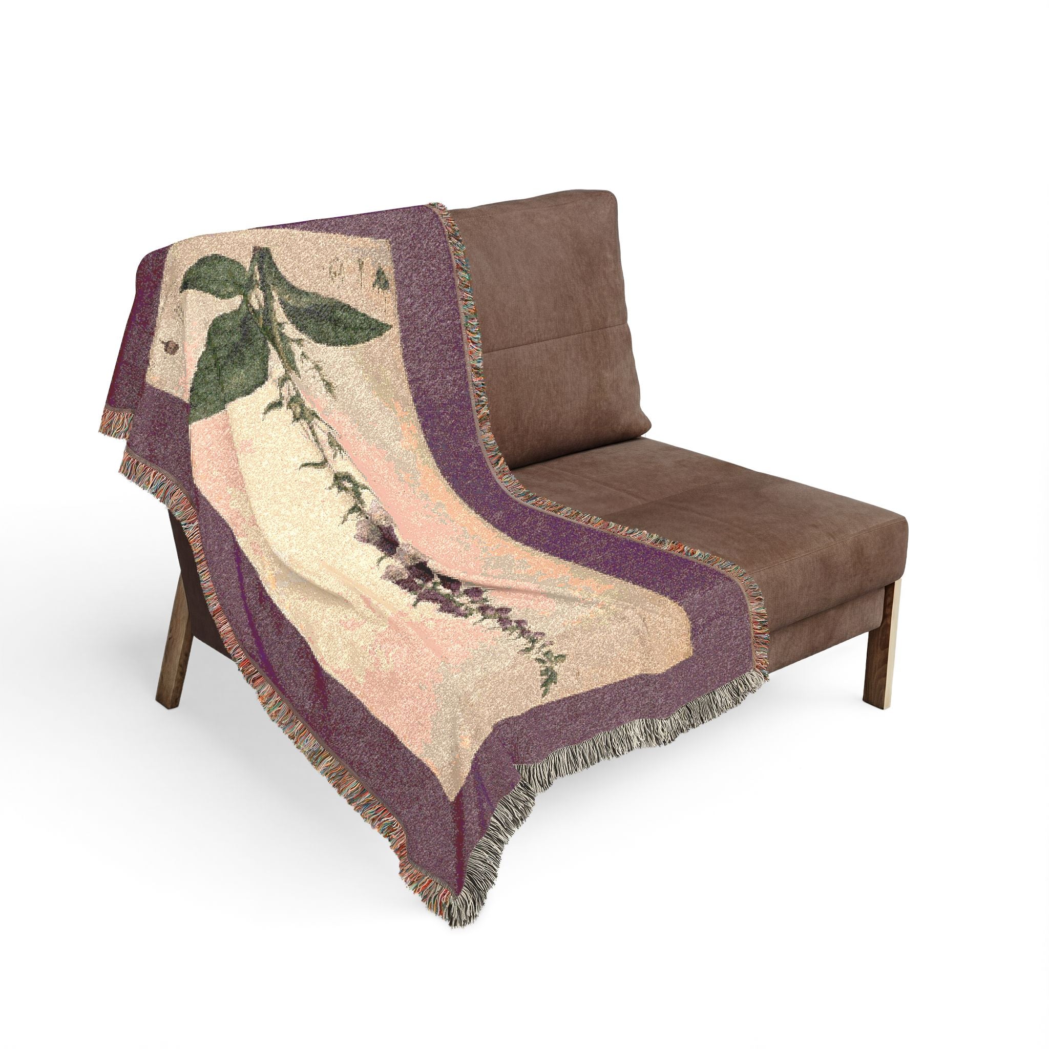 Digitalis Purpurea Foxglove Woven Blanket, Flora Londinensis, Vintage Botanical Art