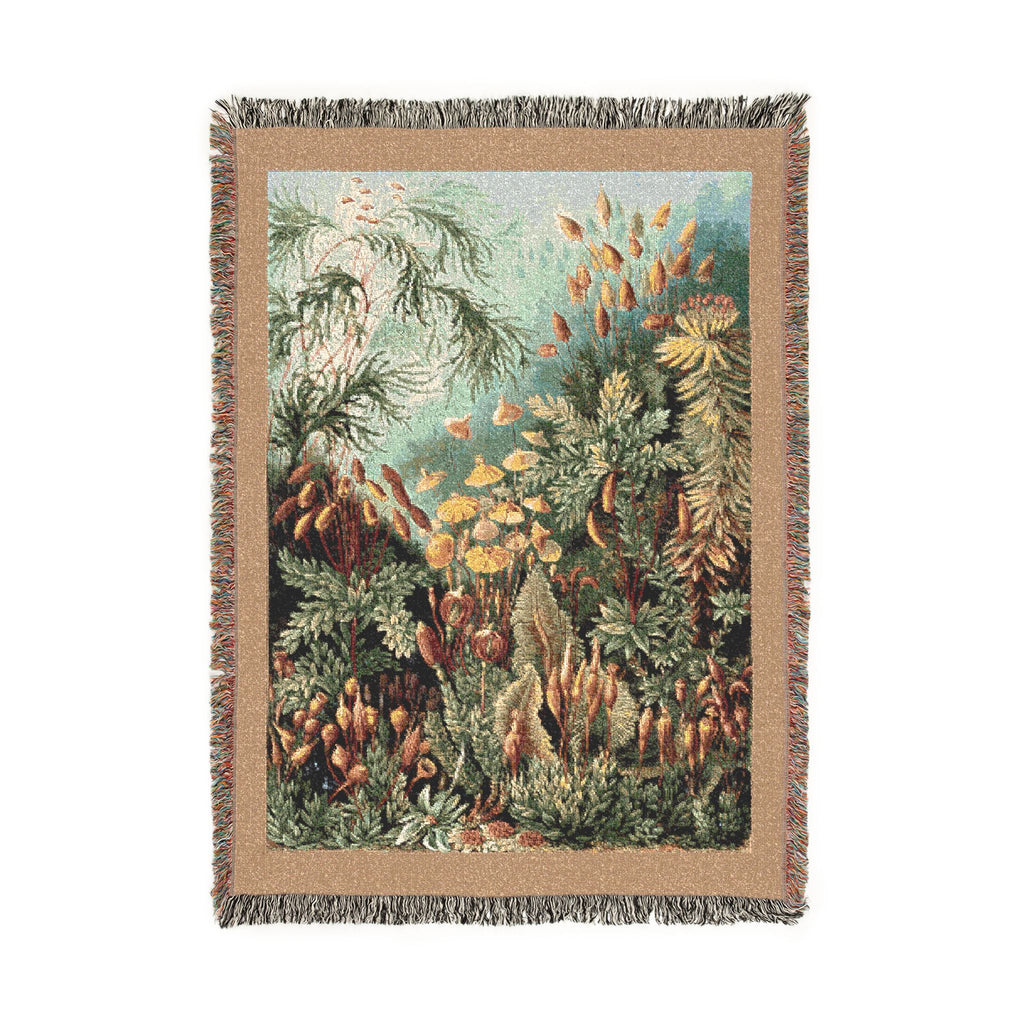 Muscinae Moss Woven Blanket, Ernst Haeckel, Vintage Botanical Art