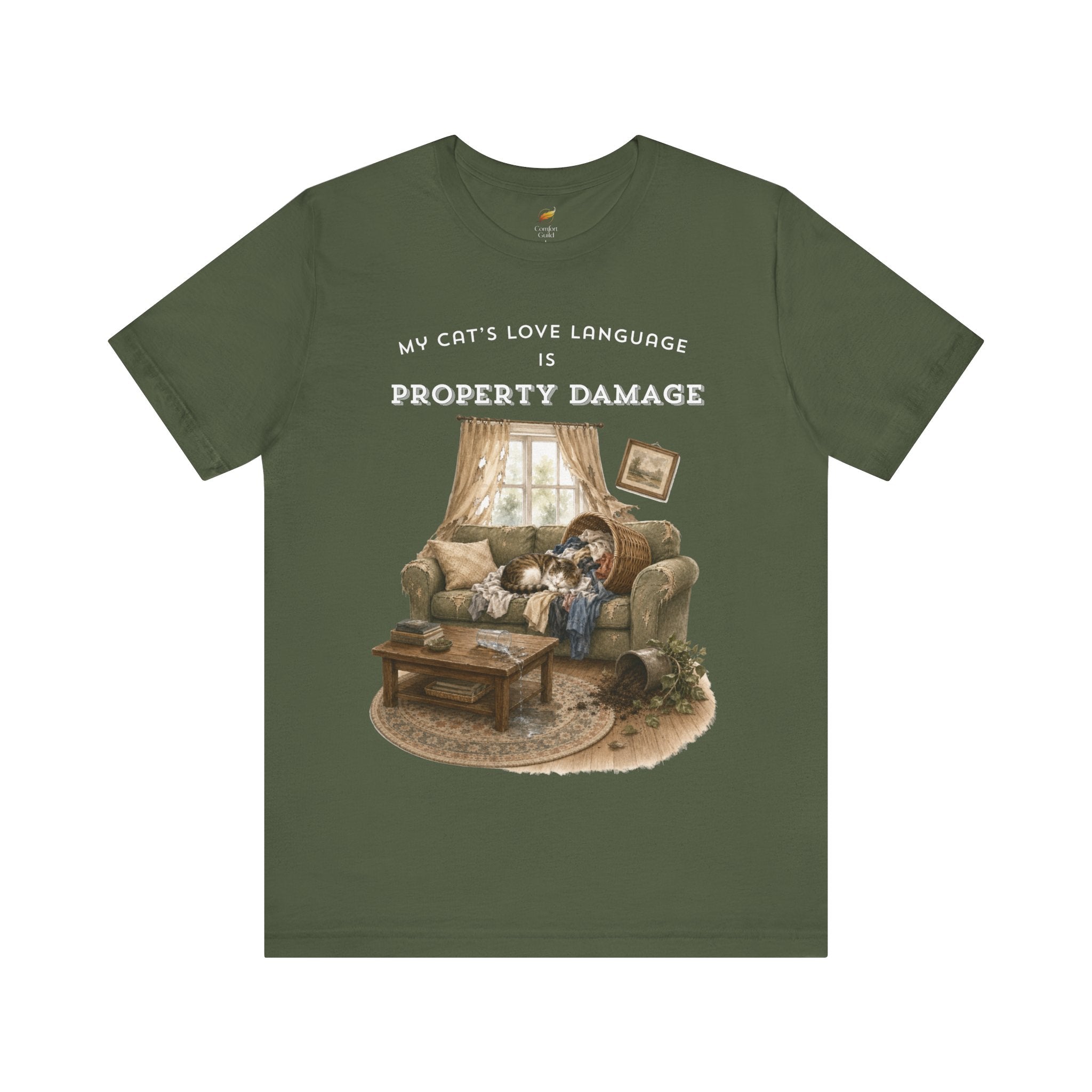 My Cat's Love Language Is Property Damage Graphic Tee, Funny Cat T-Shirt