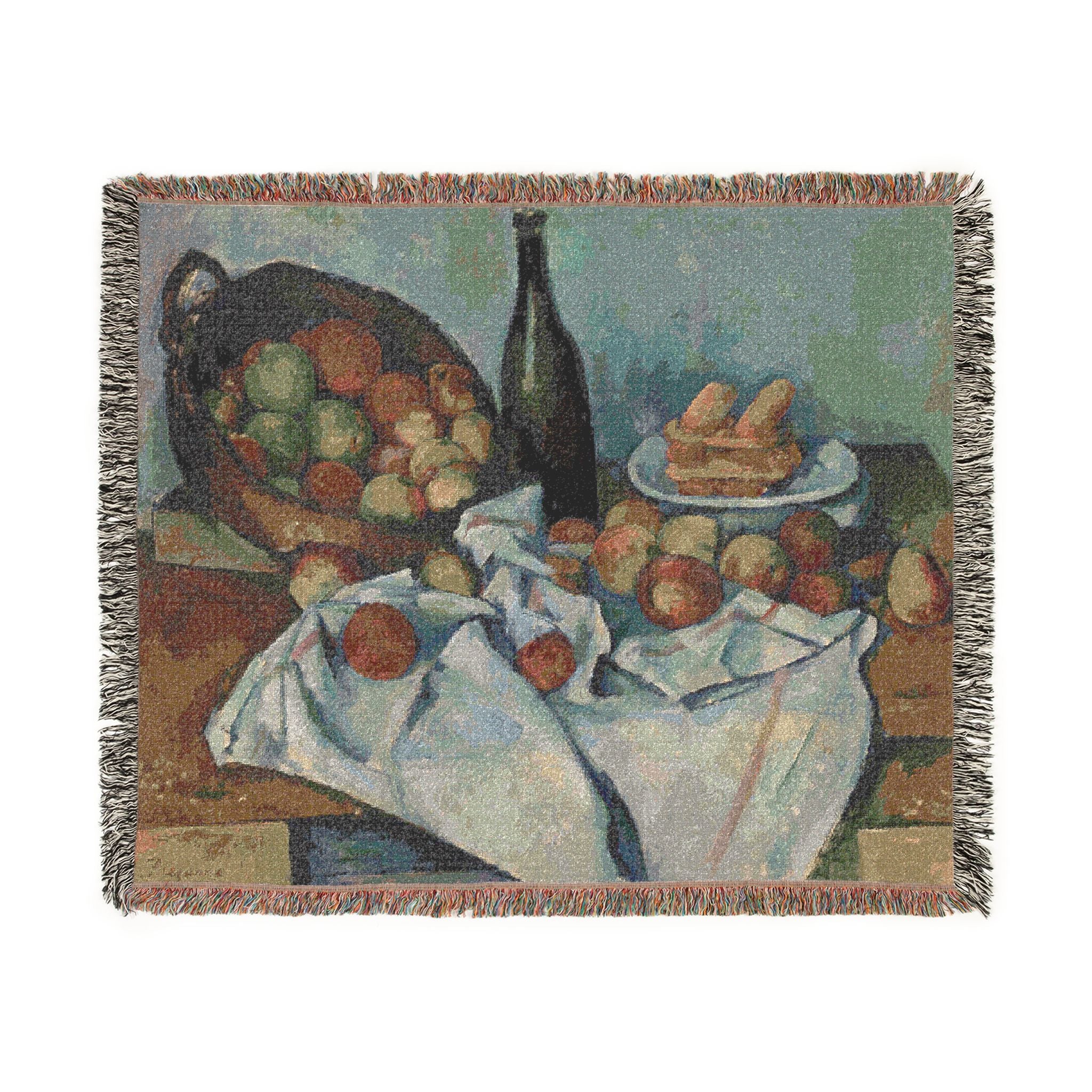 A Basket of Apples Woven Blanket, Paul Cézanne, Post-Impressionist Still Life Art