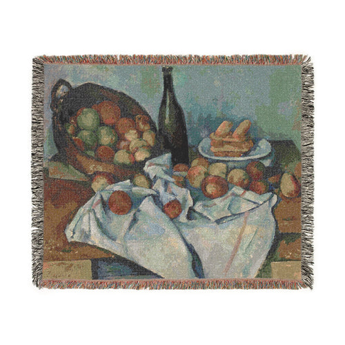 A Basket of Apples Woven Blanket, Paul Cézanne, Post-Impressionist Still Life Art