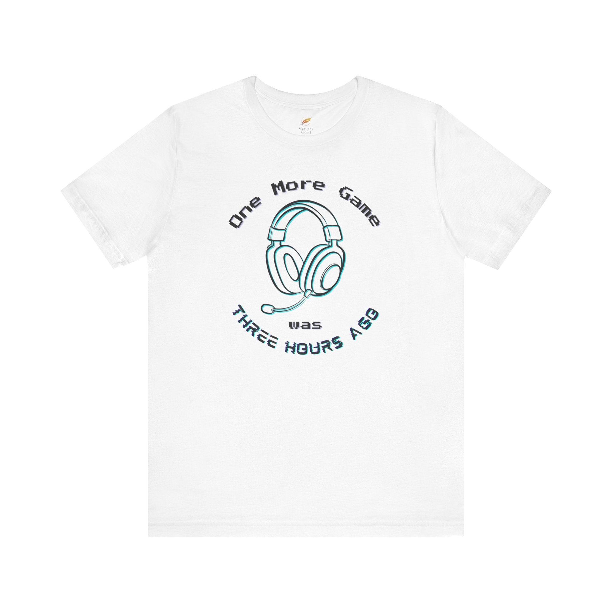 One More Game Graphic Tee, Funny Gamer T-Shirt, Neon Headset