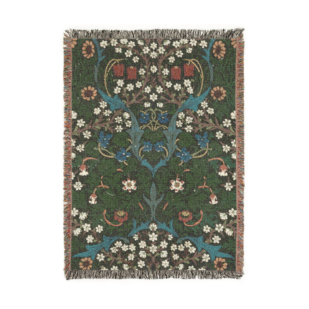 Blackthorn Woven Blanket, John Henry Dearle, Arts and Crafts Floral Art Throw