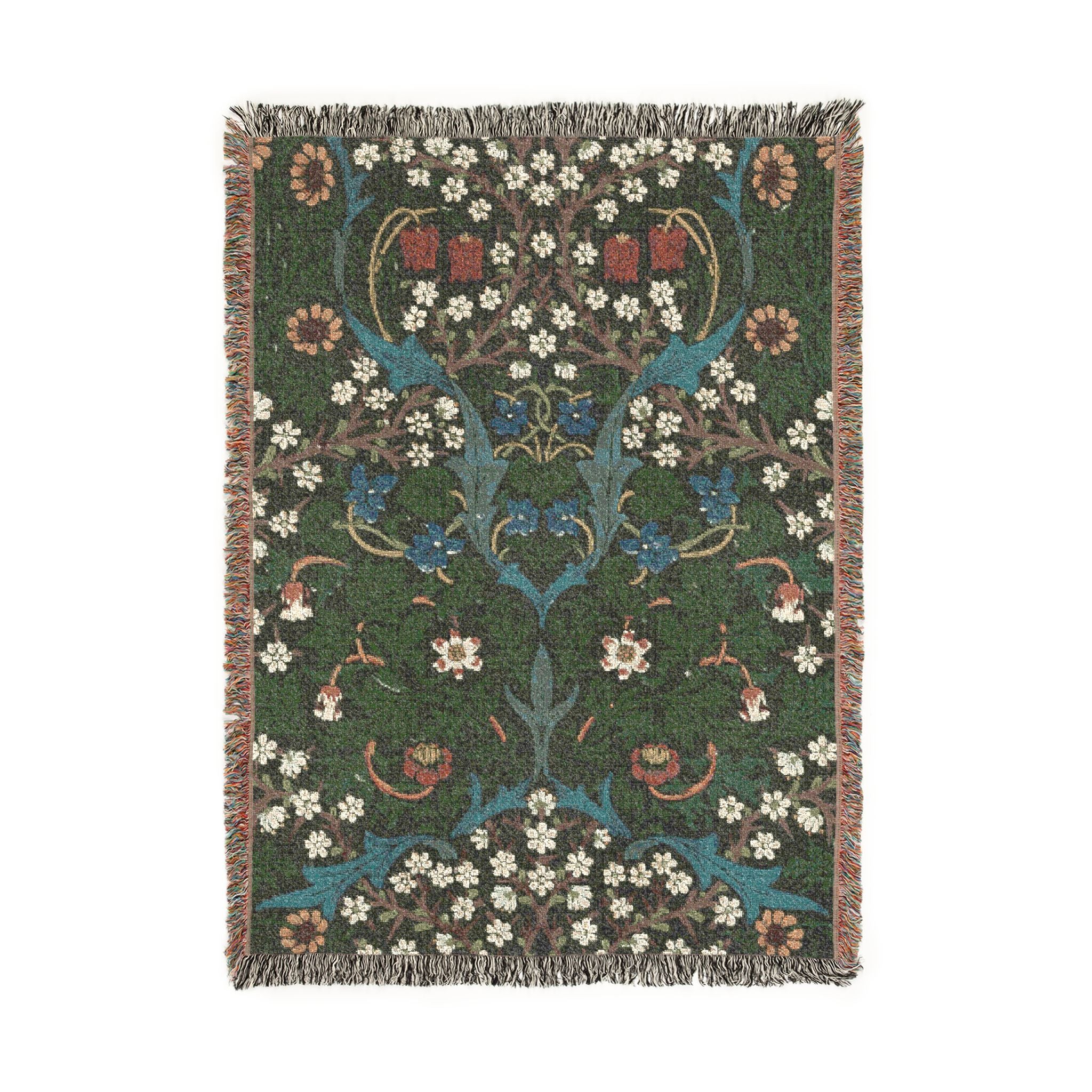 Blackthorn Woven Blanket, John Henry Dearle, Arts and Crafts Floral Art Throw