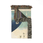 Yellowtail, Blowfish, and Plum Branch Woven Blanket, Utagawa Hiroshige, Japanese Art Throw
