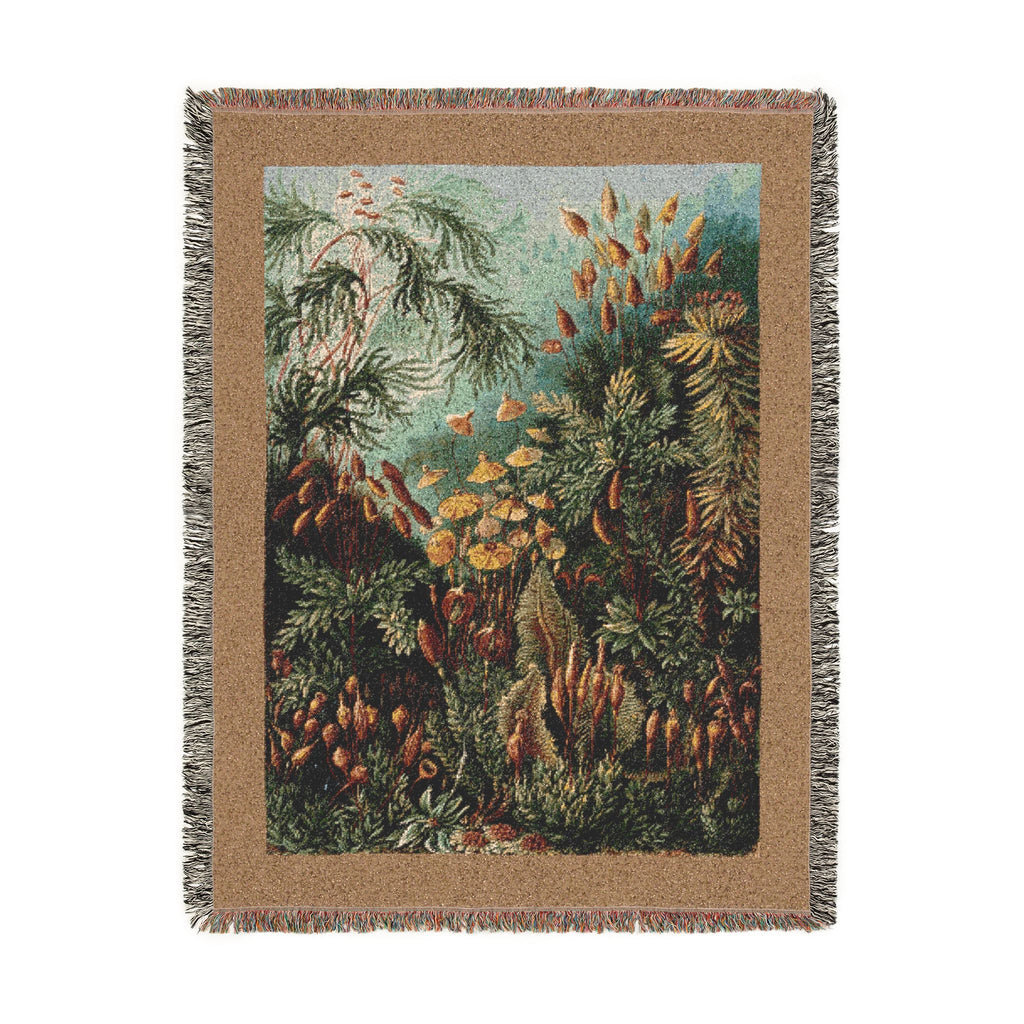 Muscinae Moss Woven Blanket, Ernst Haeckel, Vintage Botanical Art