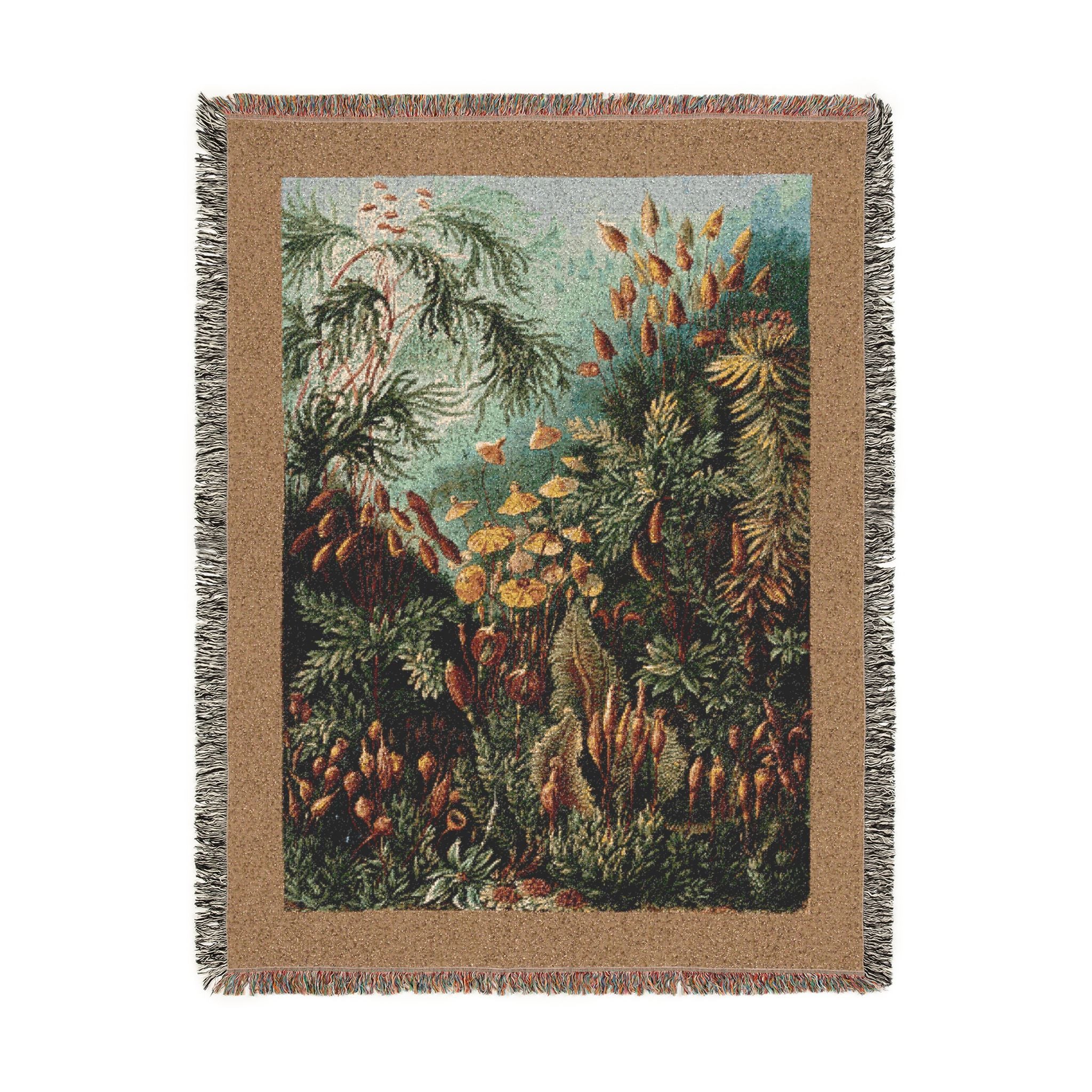Muscinae Moss Woven Blanket, Ernst Haeckel, Vintage Botanical Art