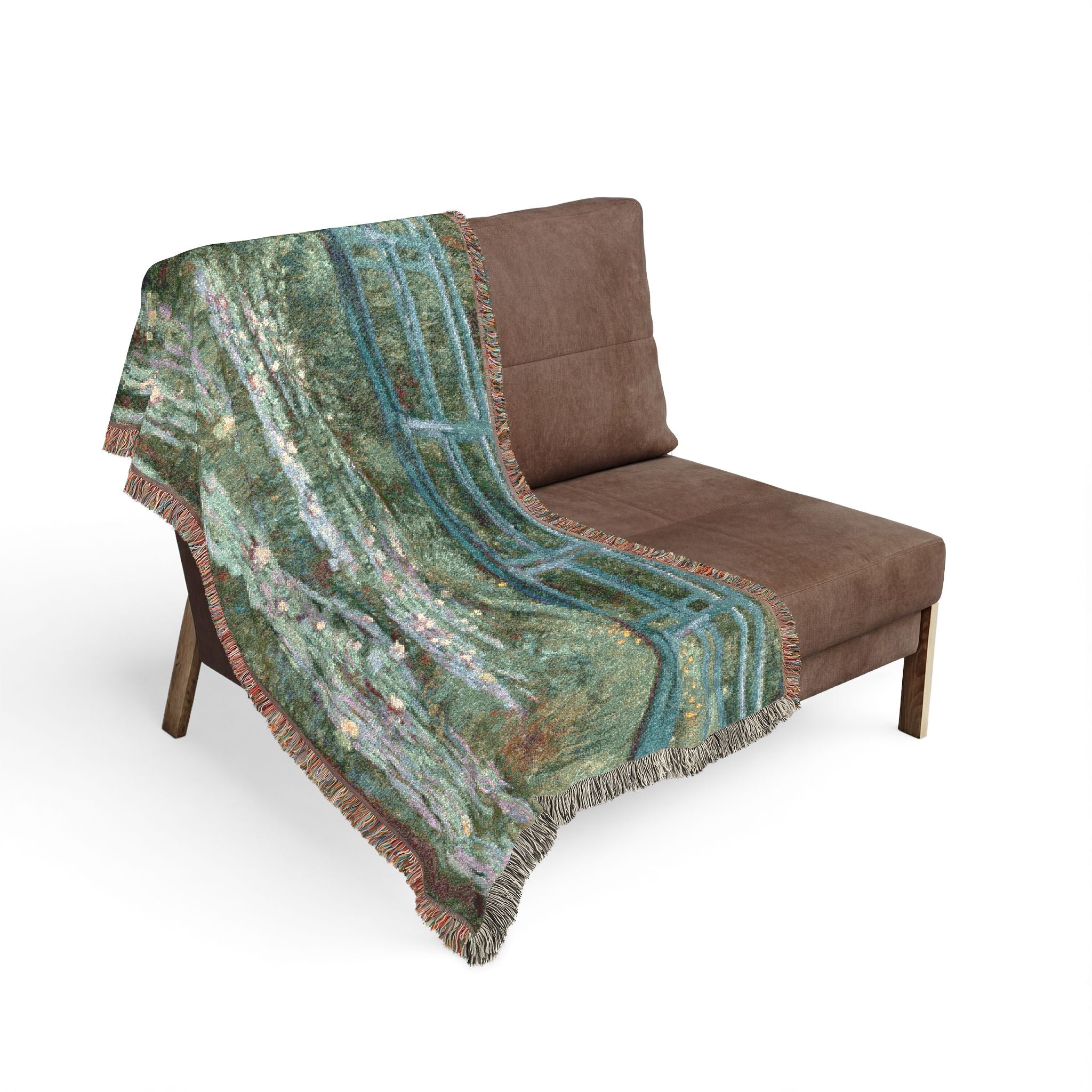 Japanese Footbridge Woven Blanket, Claude Monet, Impressionist Garden Art Throw