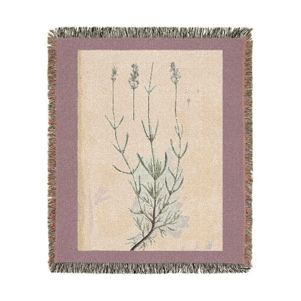 A Curious Herbal Lavender Woven Blanket, Elizabeth Blackwell, Vintage Botanical Art Throw