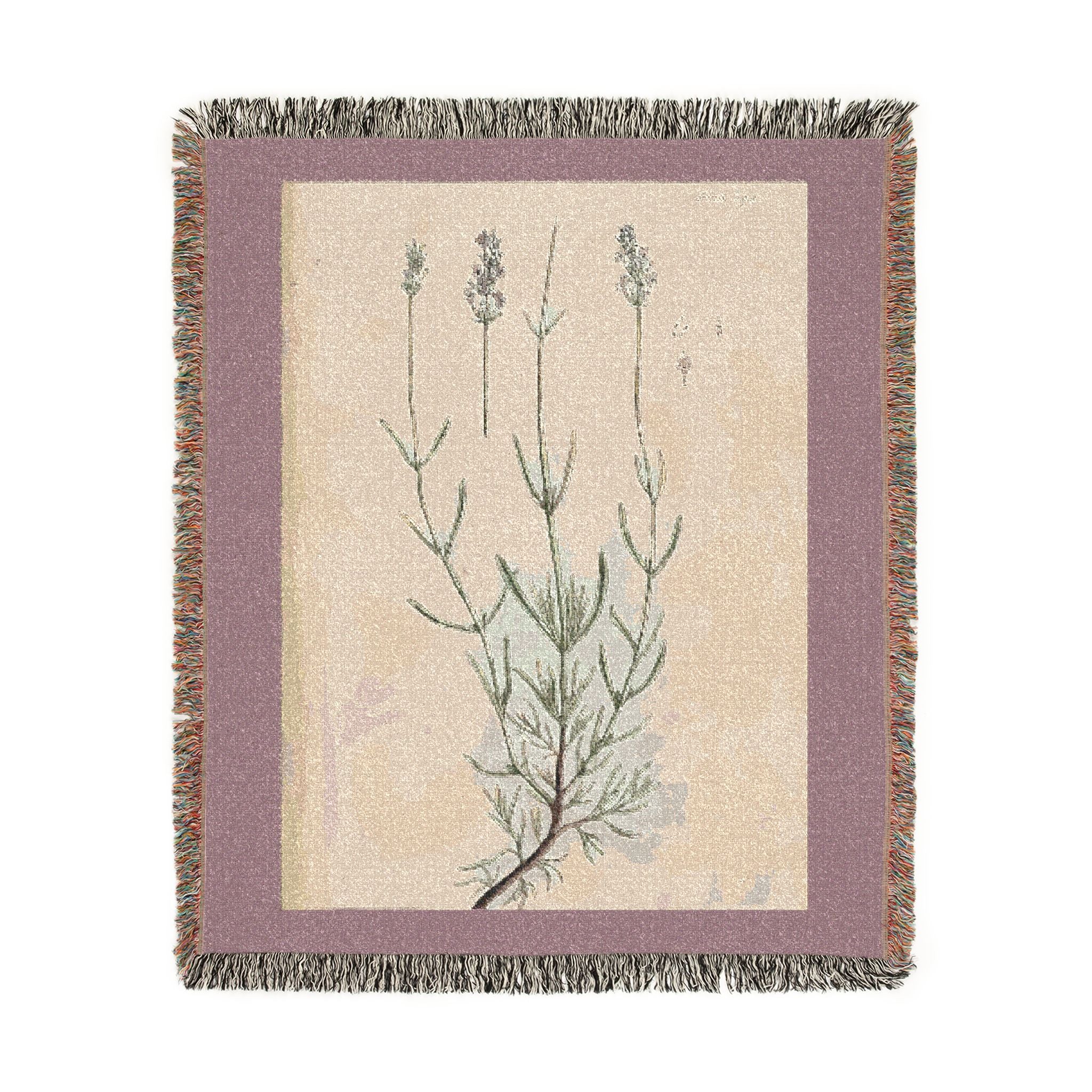 A Curious Herbal Lavender Woven Blanket, Elizabeth Blackwell, Vintage Botanical Art Throw