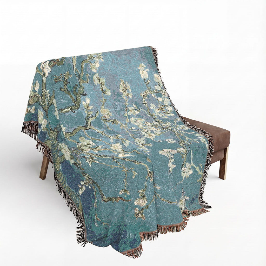 Almond Blossom Woven Blanket, Vincent van Gogh, Floral Fine Art Throw