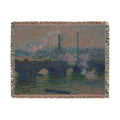 Waterloo Bridge, Gray Day Woven Blanket, Claude Monet, Impressionist London Art