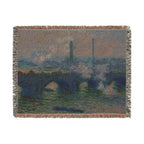 Waterloo Bridge, Gray Day Woven Blanket, Claude Monet, Impressionist London Art