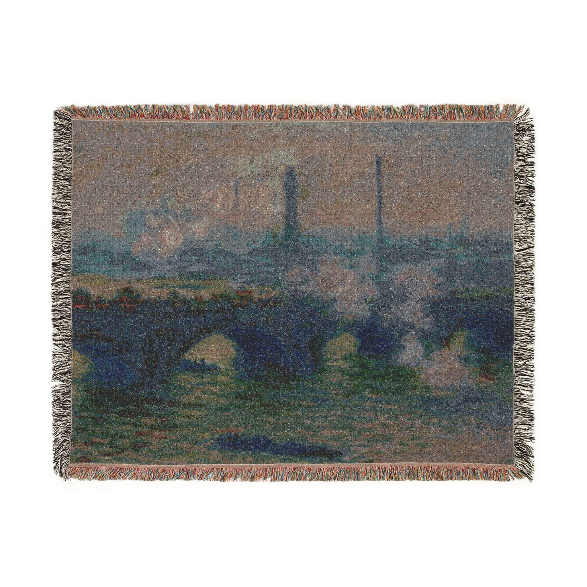 Waterloo Bridge, Gray Day Woven Blanket, Claude Monet, Impressionist London Art