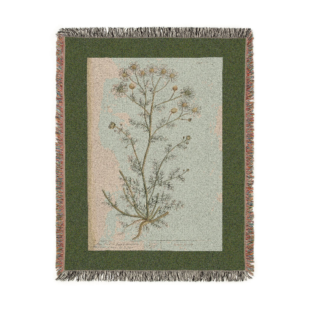 A Curious Herbal Faetid Camomile Woven Blanket, Elizabeth Blackwell, Botanical Art Throw