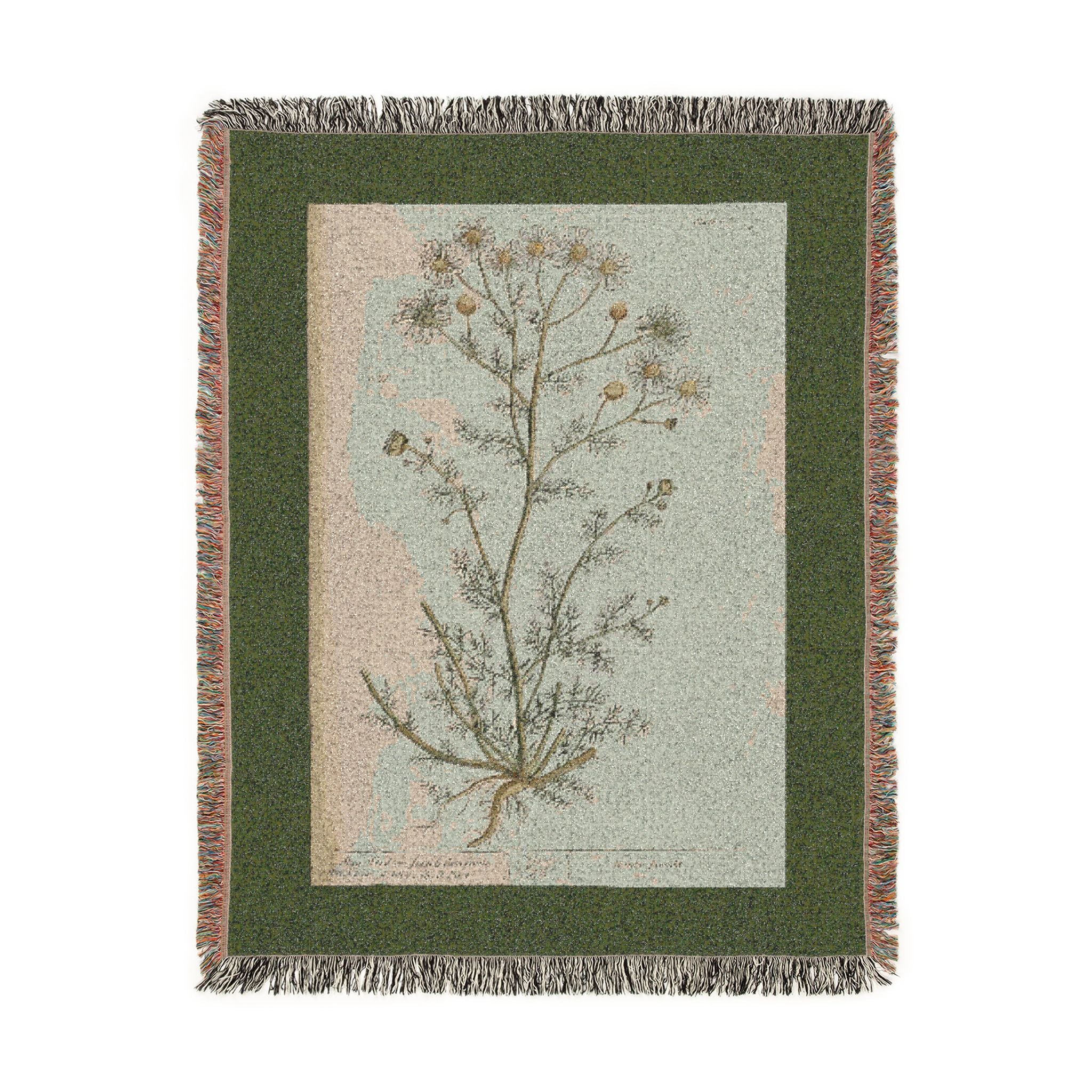 A Curious Herbal Faetid Camomile Woven Blanket, Elizabeth Blackwell, Botanical Art Throw