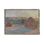 Stacks of Wheat (End of Summer) Woven Blanket, Claude Monet, Impressionist Art Throw