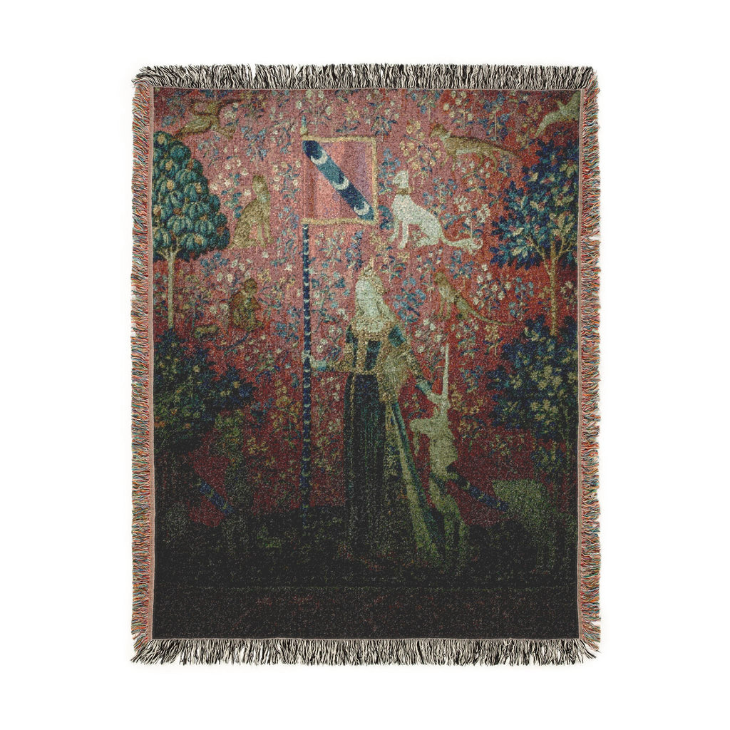 The Lady and the Unicorn Touch Woven Blanket, Medieval Tapestry Art Throw