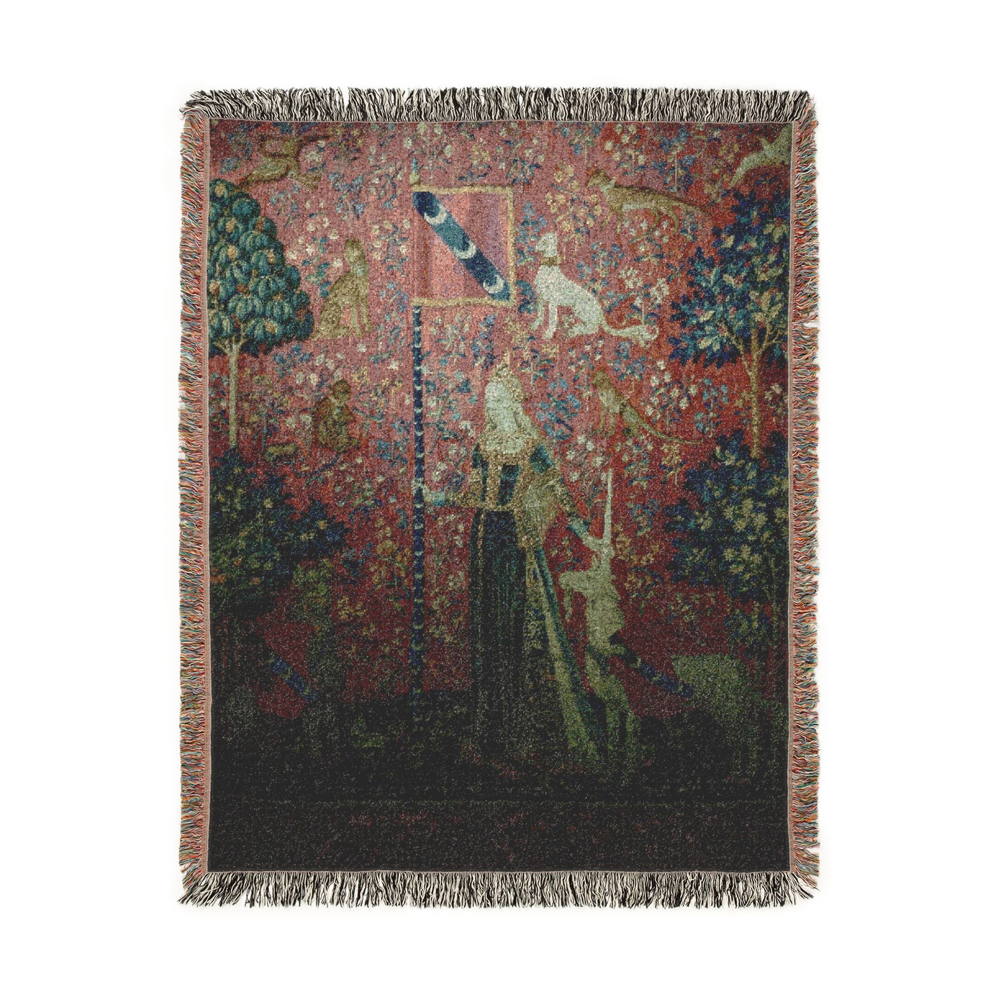 The Lady and the Unicorn Touch Woven Blanket, Medieval Tapestry Art Throw