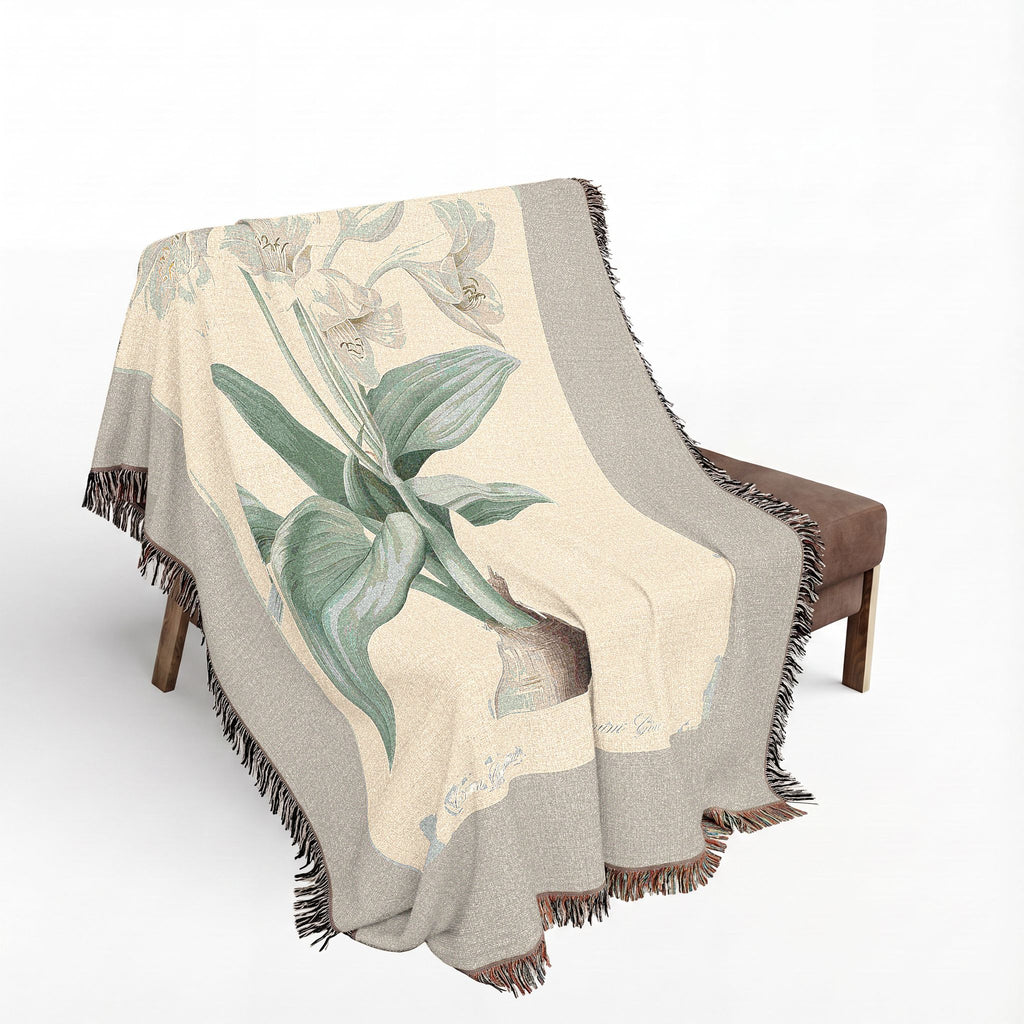 Crinum Giganteum Woven Blanket, Pierre-Joseph Redouté, Vintage Botanical Art Throw