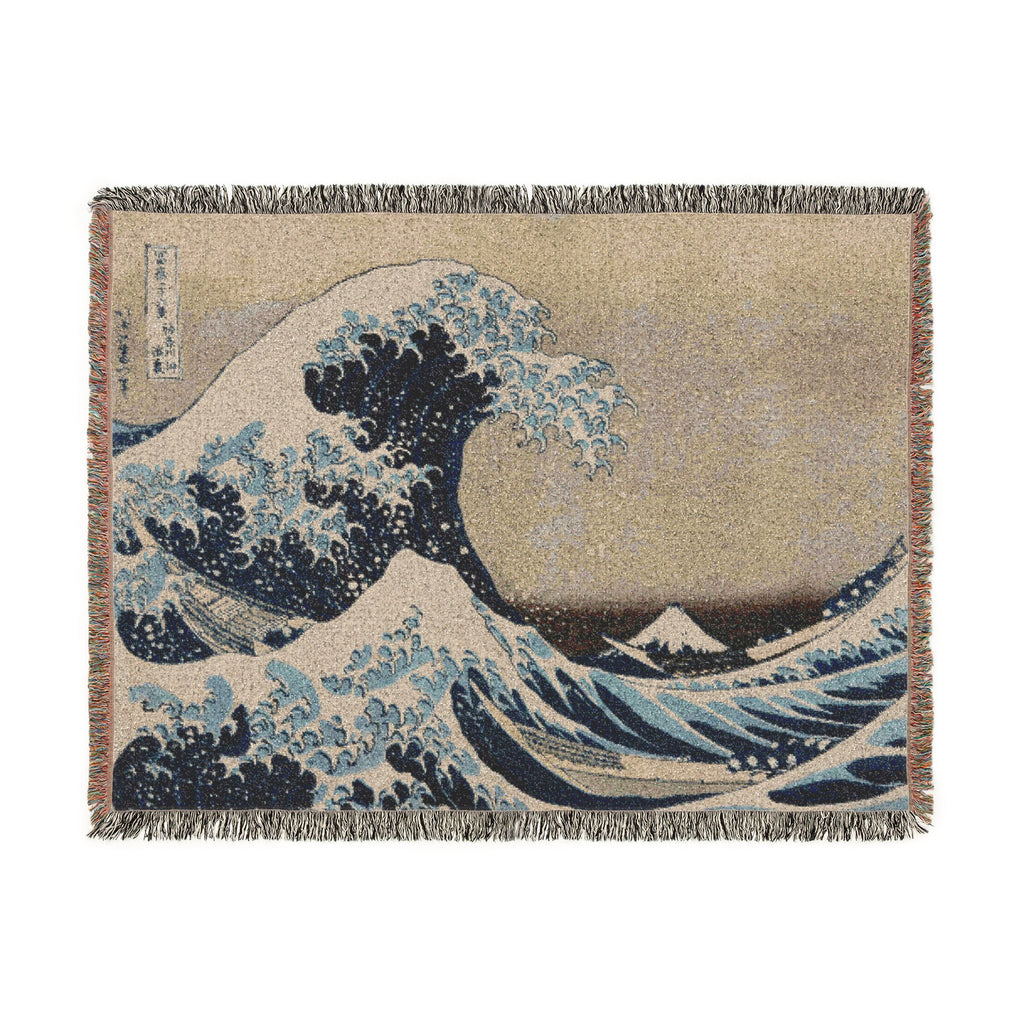 The Great Wave off Kanagawa Woven Blanket, Katsushika Hokusai, Japanese Ukiyo-e Art Throw