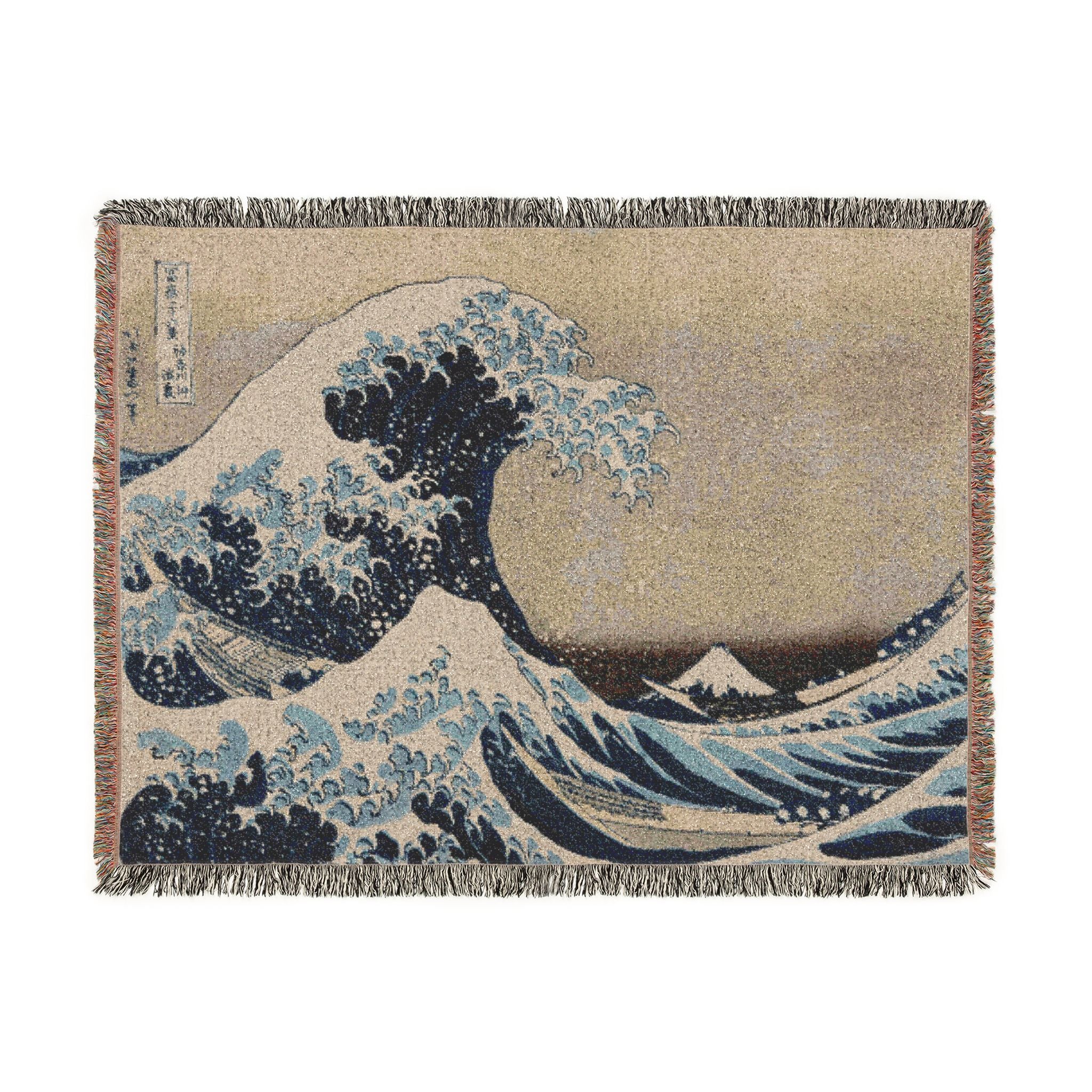 The Great Wave off Kanagawa Woven Blanket, Katsushika Hokusai, Japanese Ukiyo-e Art Throw