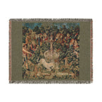 The Unicorn Purifies Water Woven Blanket, Medieval Unicorn Tapestry Art Throw